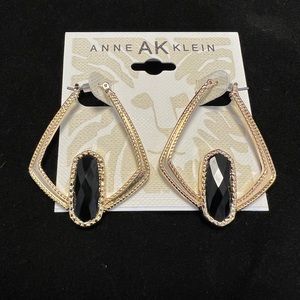 Anne Klein Black Onyx / Gold earrings